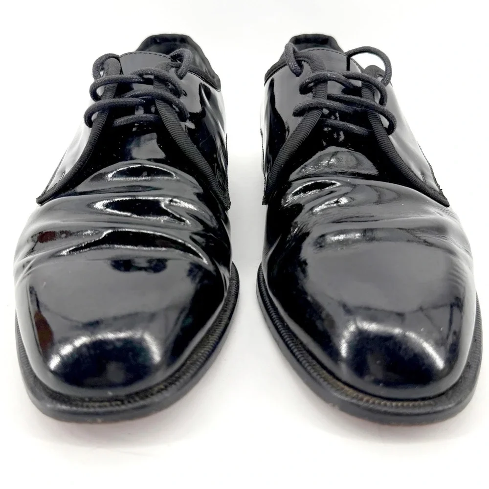 Vito Rufolo Dress Shoes Tuxedo Mens 9 Black Patent Leather Made in Italy Derby